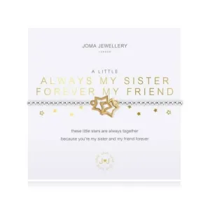 A Little Always My Sister Forever My Friend Silver 17.5cm Stretch Bracelet 3795 Joma Jewellery