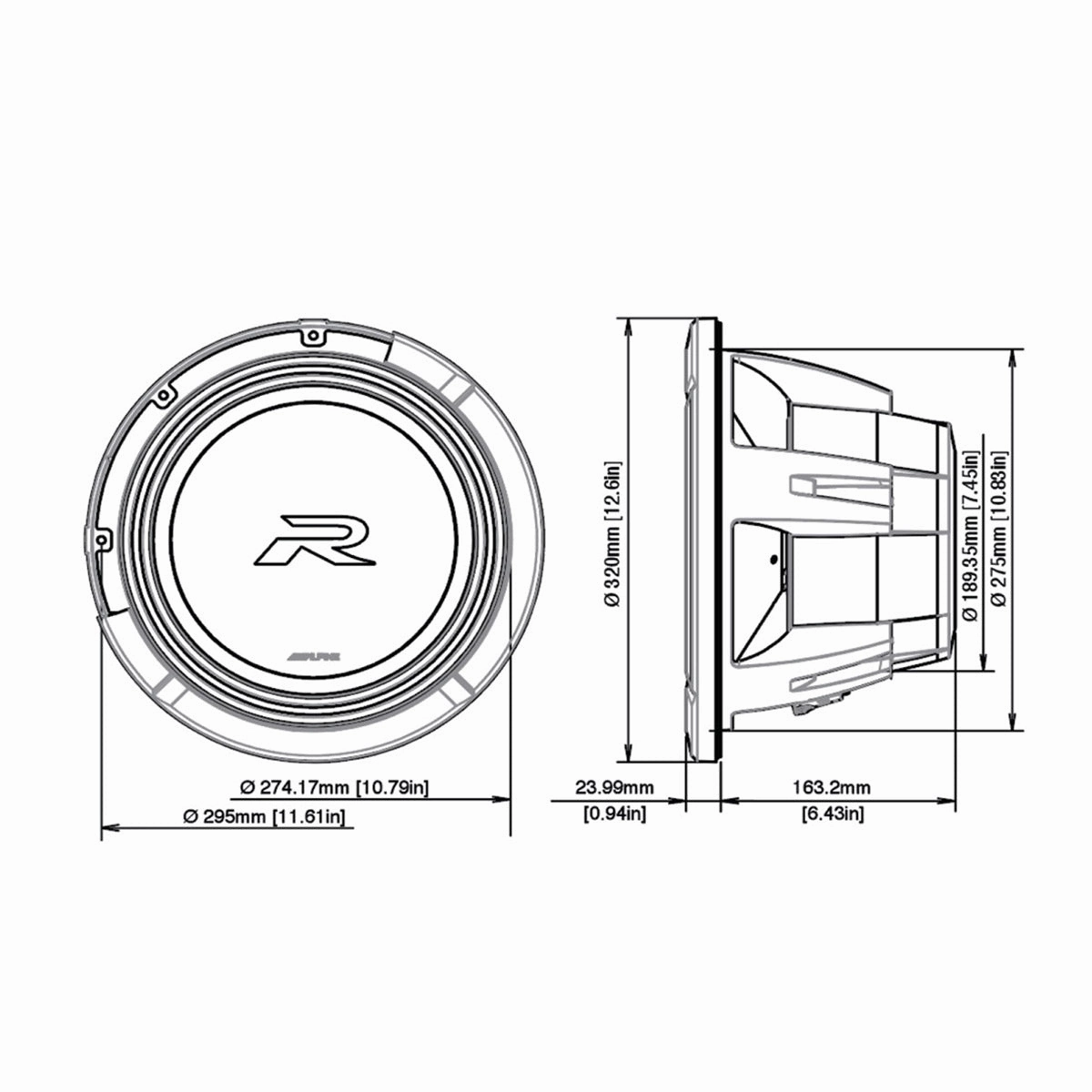 Alpine R2-W12D2 R-Series 12&rdquo; 2-Ohm Subwoofer - Each