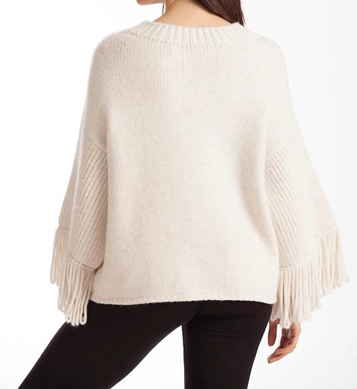 Amia Ribbed V-Neck Sweater In Ivory