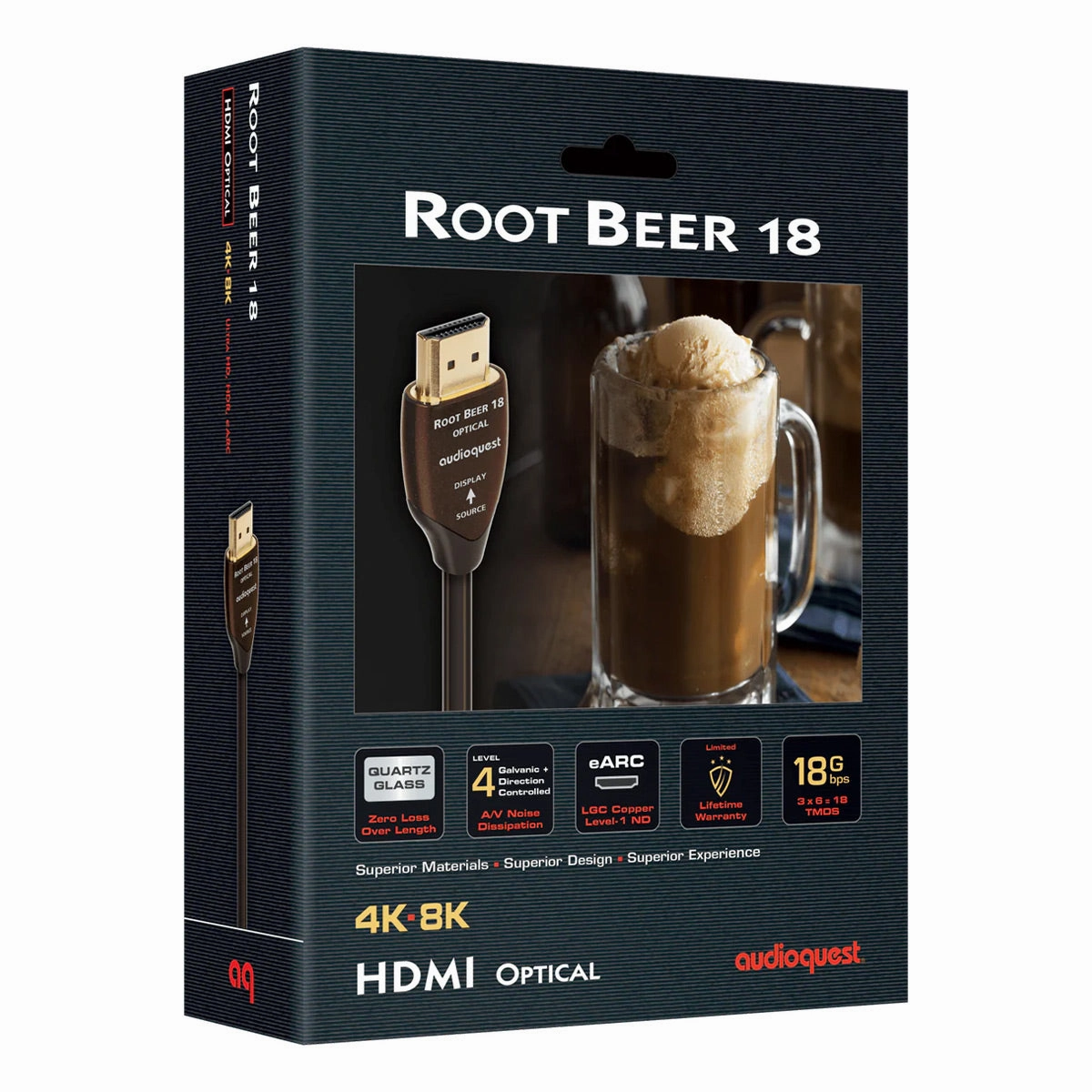 AudioQuest Root Beer 18 High Speed 18Gbps Active HDMI 2.0b Cable - Each (50 ft.)
