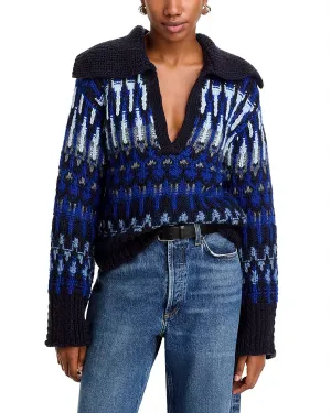 Augustus Sweater In Lapis Combo Fairisle