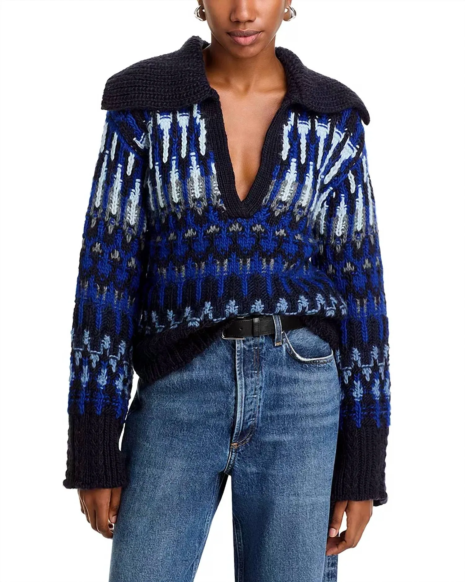 Augustus Sweater In Lapis Combo Fairisle