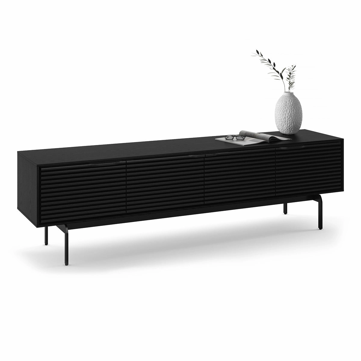 BDI Align 7473 Low 4-Door Cabinet with Console Base (Ebonized Ash)