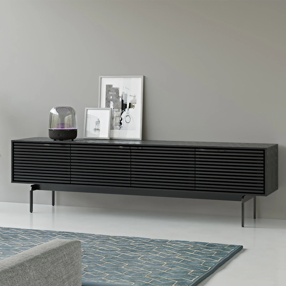 BDI Align 7473 Low 4-Door Cabinet with Console Base (Ebonized Ash)