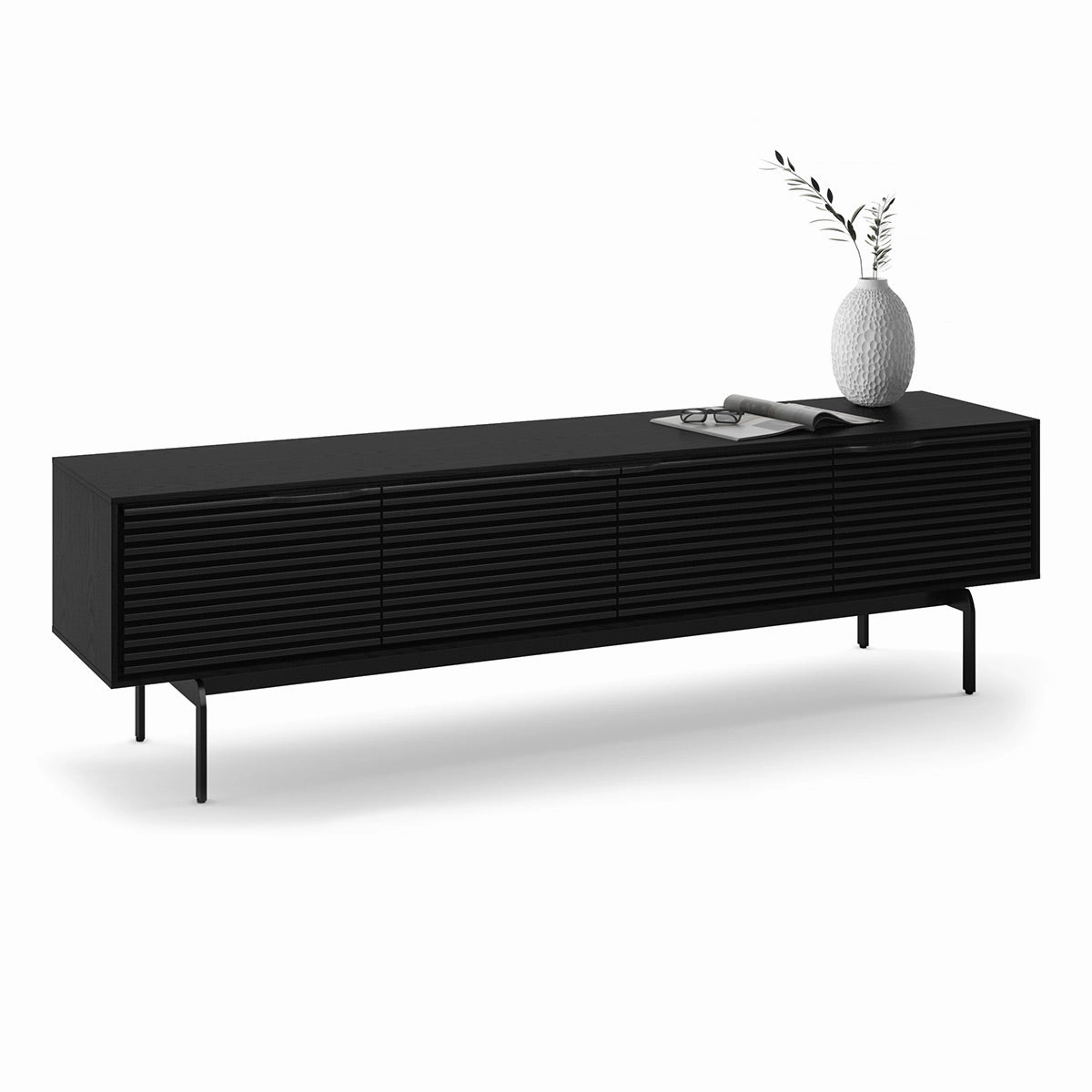 BDI Align 7473 Low 4-Door Cabinet with Console Base (Ebonized Ash)