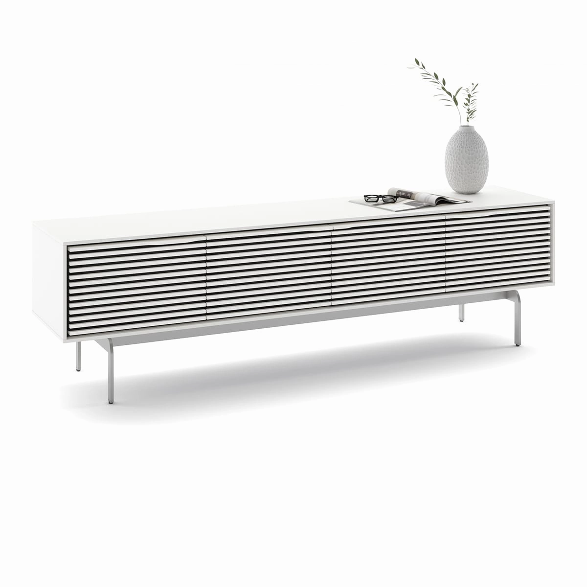 BDI Align 7473 Low 4-Door Cabinet with Console Base (Satin White)