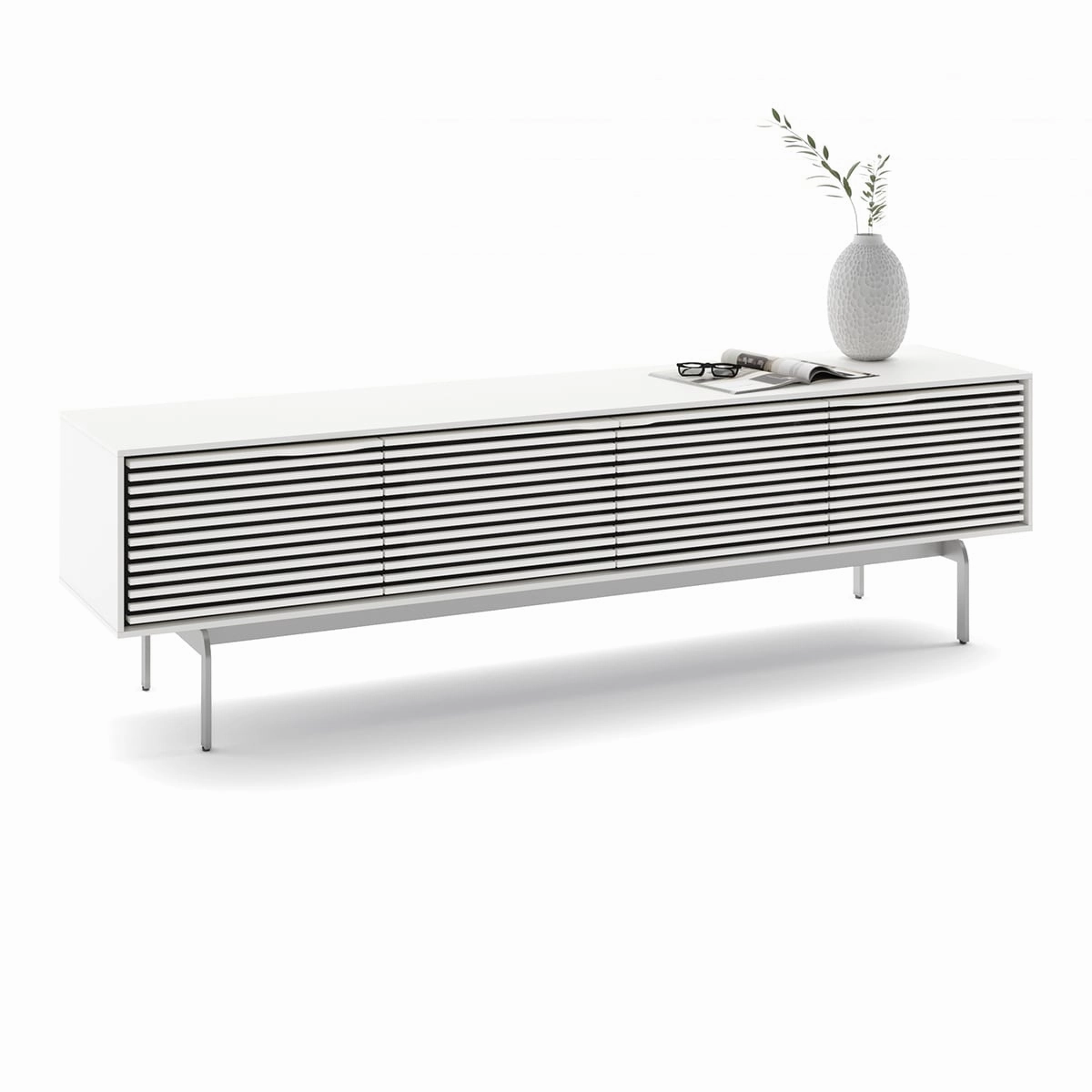 BDI Align 7473 Low 4-Door Cabinet with Console Base (Satin White)