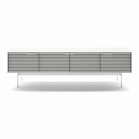BDI Align 7473 Low 4-Door Cabinet with Console Base (Satin White) hi-fi vibration control,hi-fi grounded cable,hi-fi stereo input selector