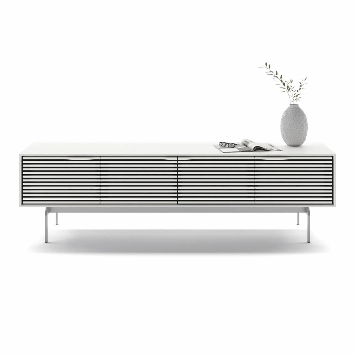 BDI Align 7473 Low 4-Door Cabinet with Console Base (Satin White)