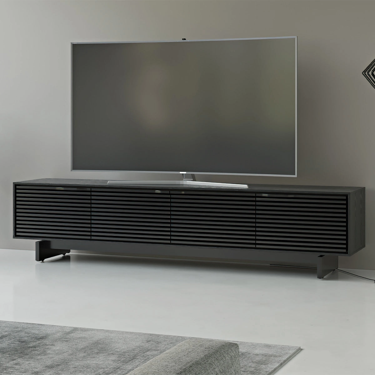 BDI Align 7473 Low 4-Door Cabinet with Media Base (Ebonized Ash)