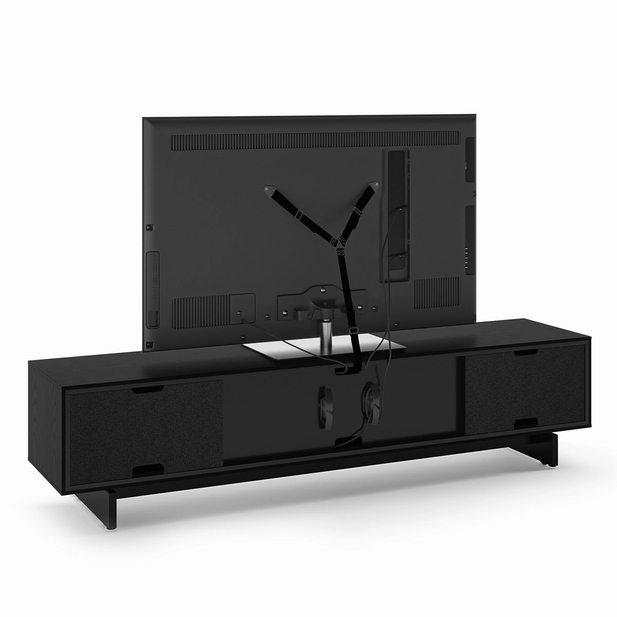 BDI Align 7473 Low 4-Door Cabinet with Media Base (Ebonized Ash)