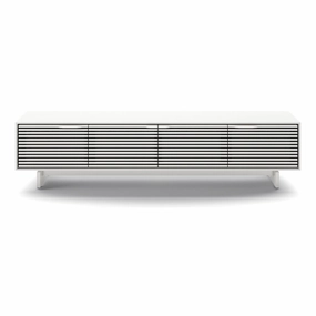 BDI Align 7473 Low 4-Door Cabinet with Media Base (Satin White) hi-fi vibration control,hi-fi grounded cable,hi-fi stereo input selector