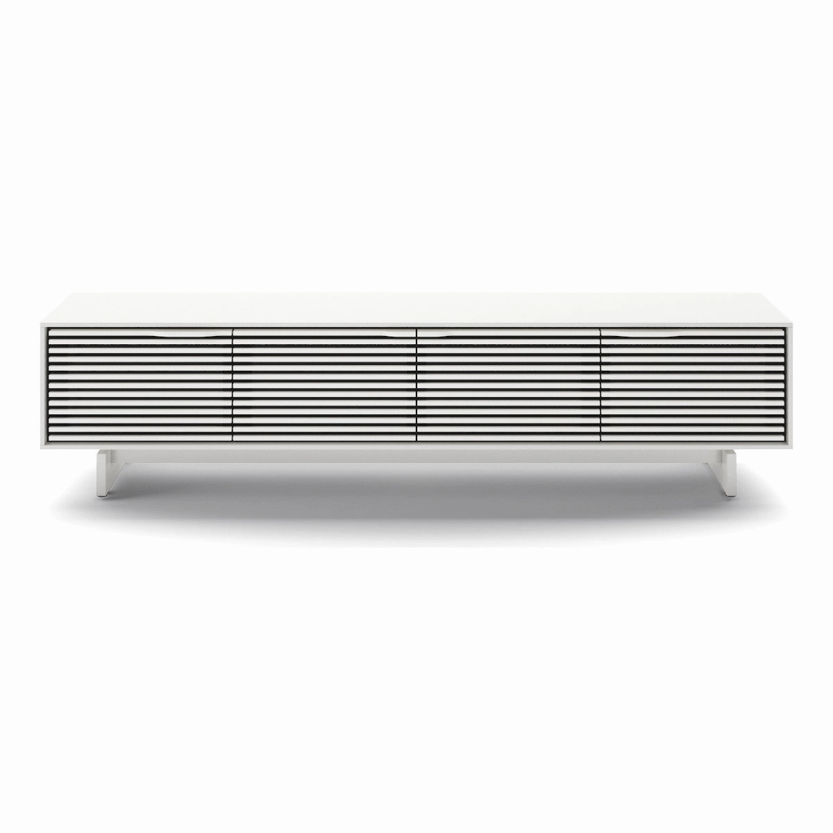 BDI Align 7473 Low 4-Door Cabinet with Media Base (Satin White) hi-fi vibration control,hi-fi grounded cable,hi-fi stereo input selector