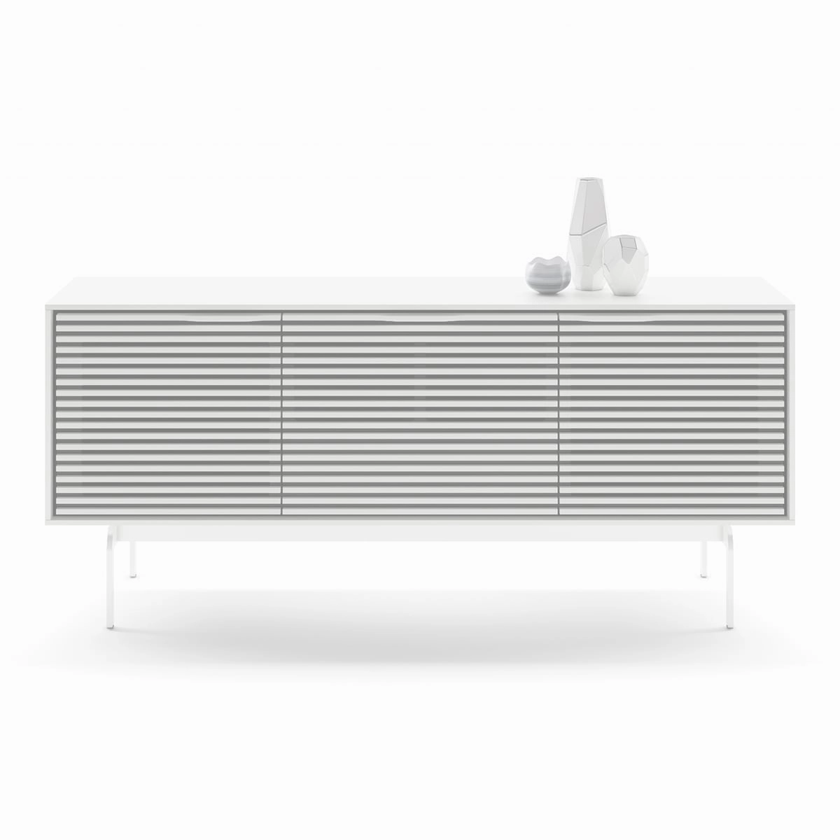BDI Align 7477 3-door Cabinet with Console Base (Satin White)