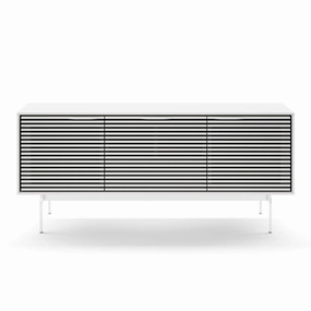 BDI Align 7477 3-door Cabinet with Console Base (Satin White)