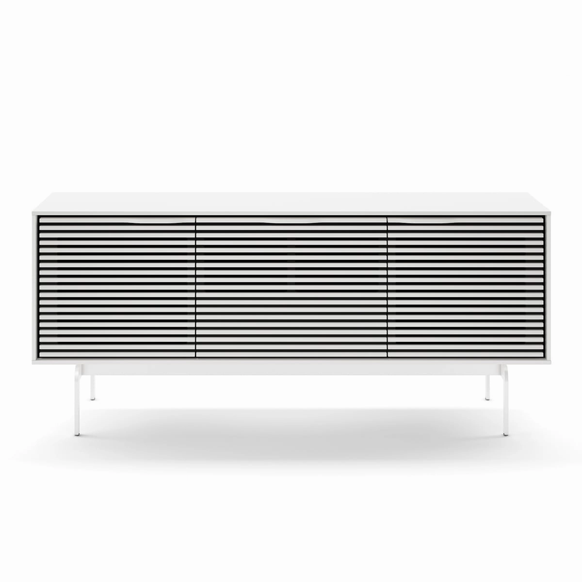 BDI Align 7477 3-door Cabinet with Console Base (Satin White)