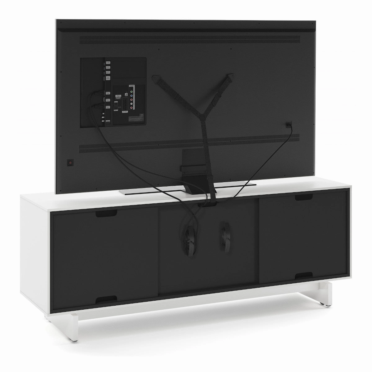 BDI Align 7477 3-Door Cabinet with Media Base (Satin White)