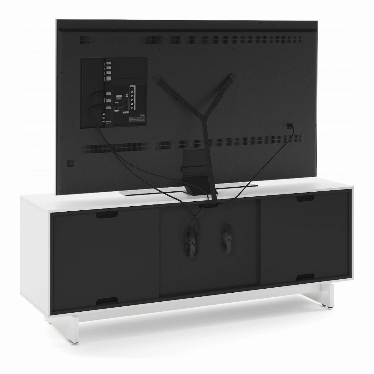 BDI Align 7477 3-Door Cabinet with Media Base (Satin White)