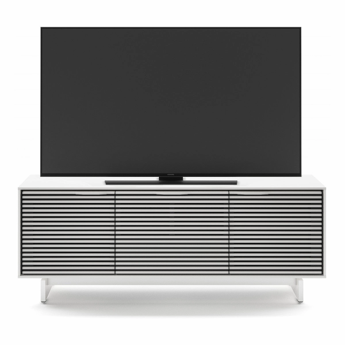 BDI Align 7477 3-Door Cabinet with Media Base (Satin White)