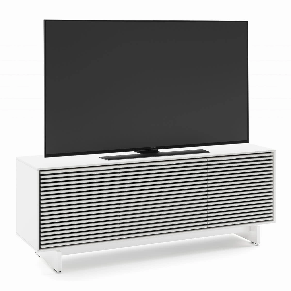 BDI Align 7477 3-Door Cabinet with Media Base (Satin White)