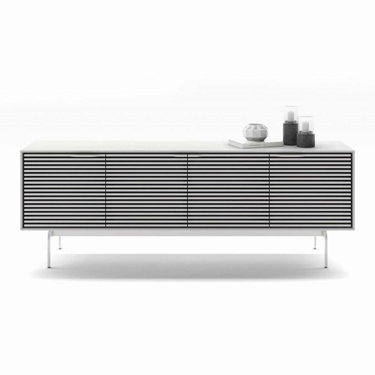 BDI Align 7479 4-Door Cabinet with Console Base (Satin White)