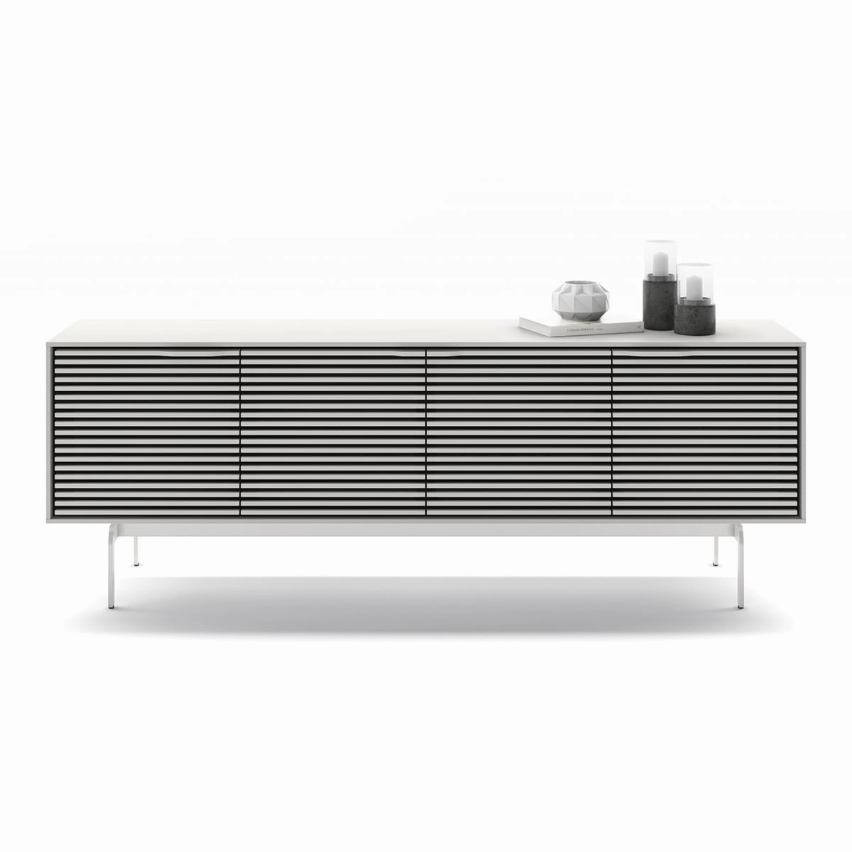 BDI Align 7479 4-Door Cabinet with Console Base (Satin White)