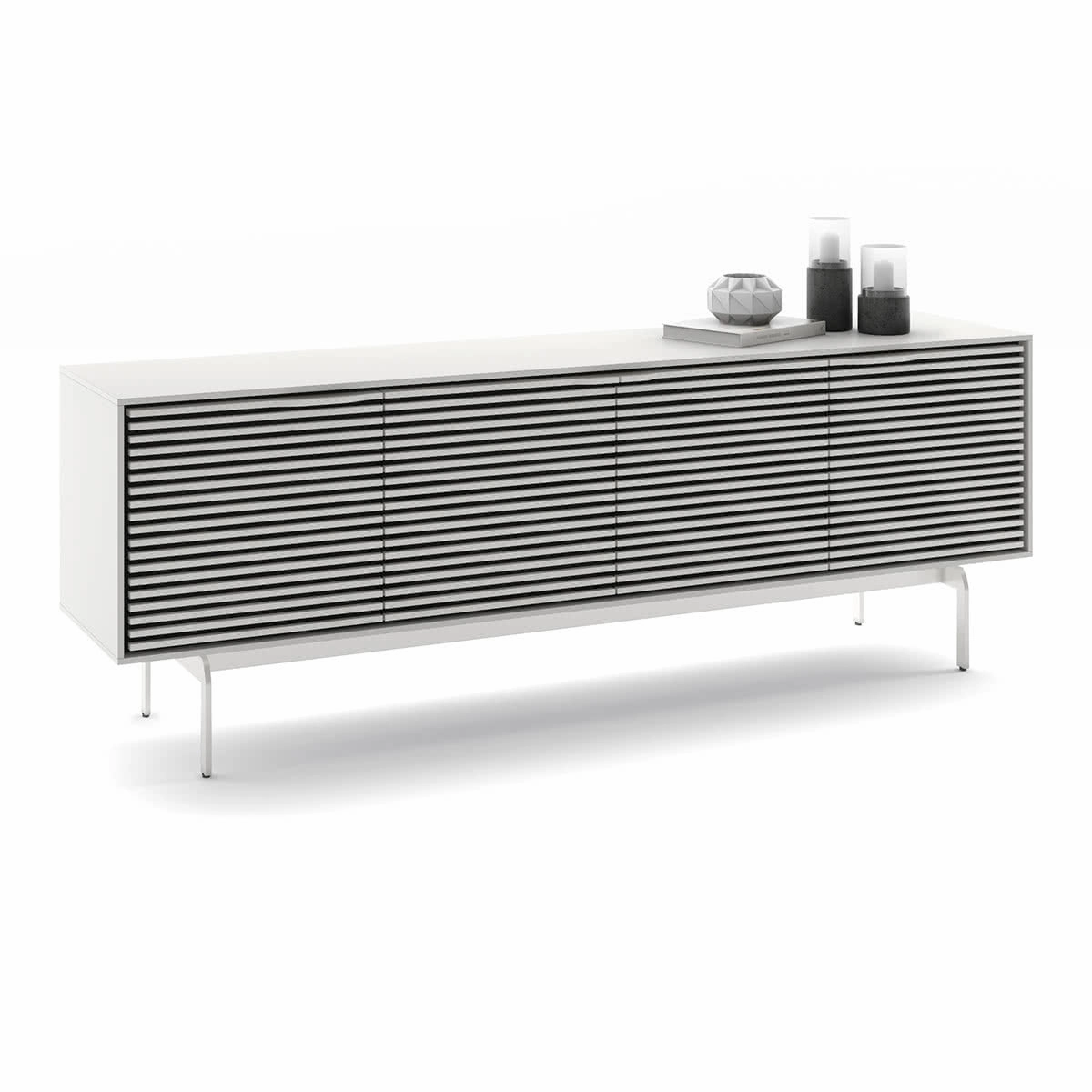 BDI Align 7479 4-Door Cabinet with Console Base (Satin White)