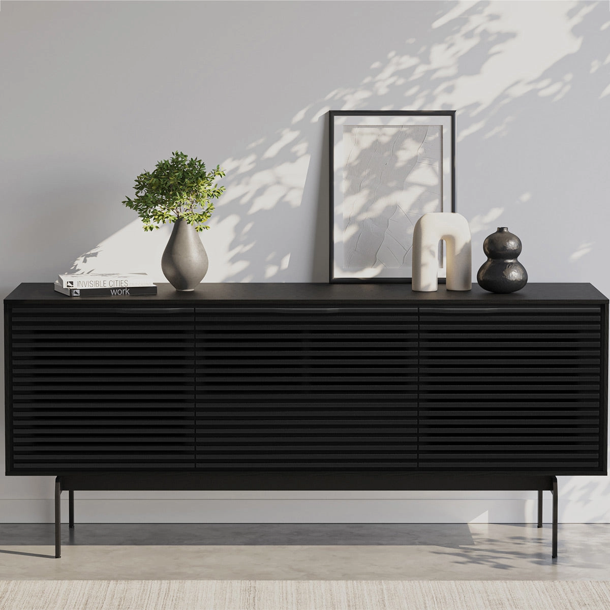 BDI Align Media   Storage 7477CO-EBO Triple Cabinet with Console Base (Ebonized Ash)
