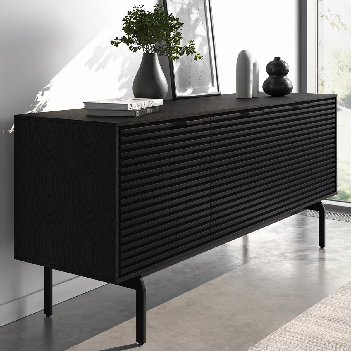BDI Align Media   Storage 7477CO-EBO Triple Cabinet with Console Base (Ebonized Ash)