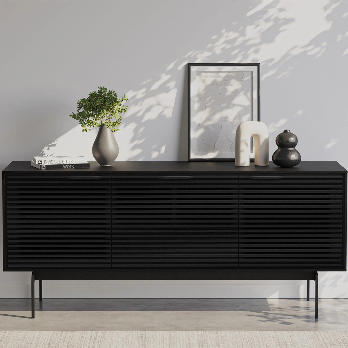 BDI Align Media   Storage 7477CO-EBO Triple Cabinet with Console Base (Ebonized Ash)