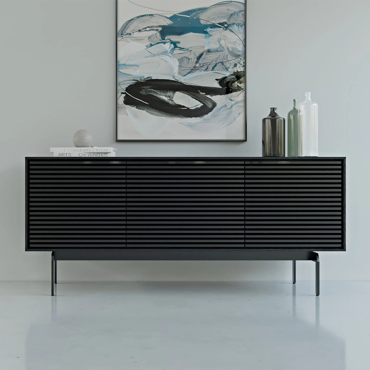 BDI Align Media   Storage 7477CO-EBO Triple Cabinet with Console Base (Ebonized Ash)