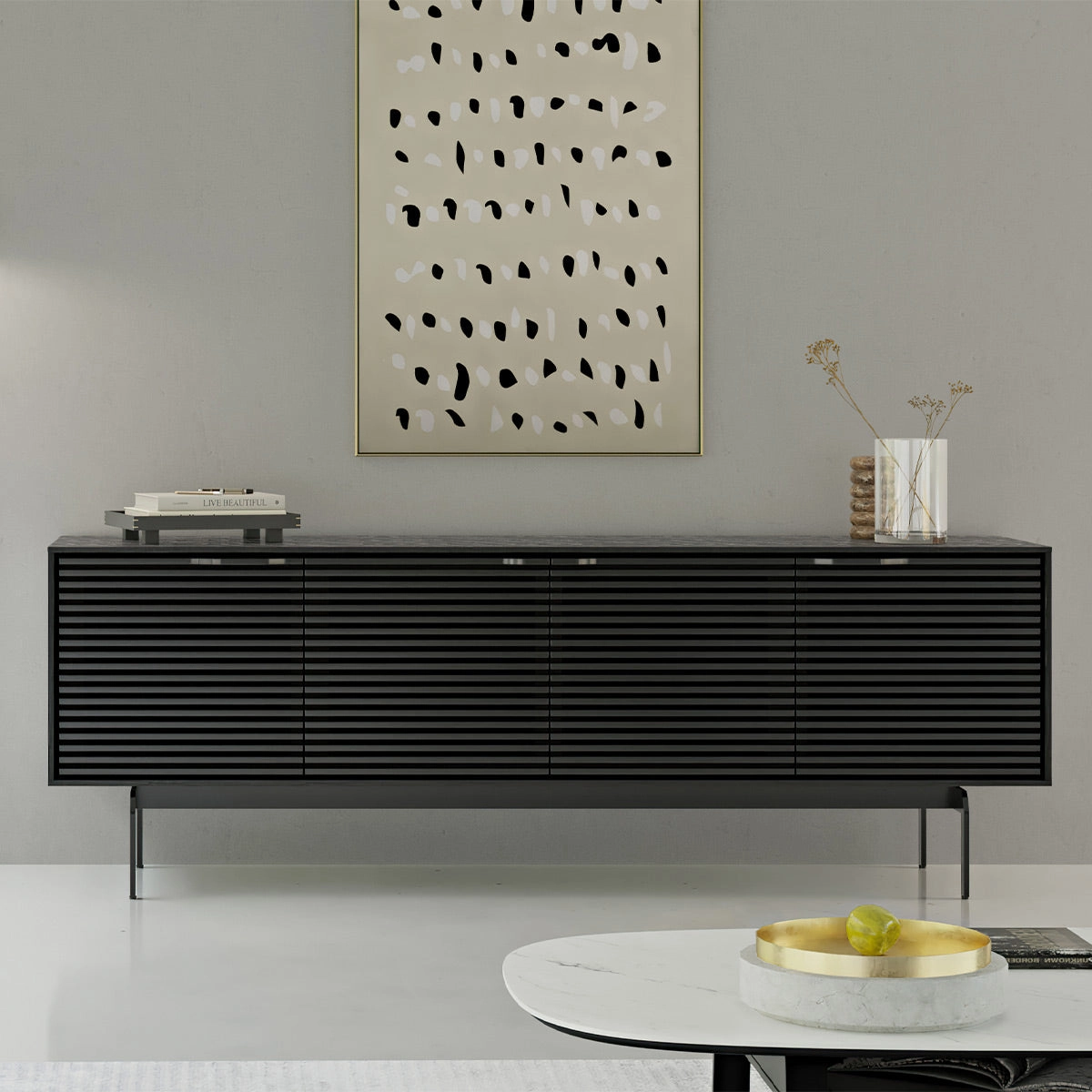 BDI Align Media   Storage 7479CO-EBO Quad Cabinet with Console Base (Ebonized Ash)