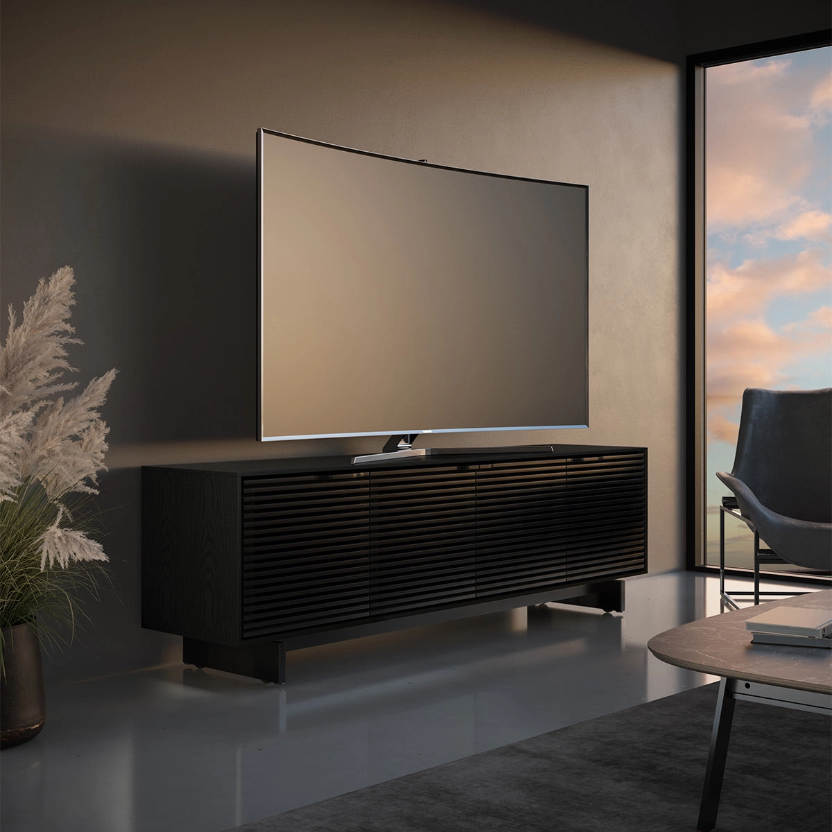 BDI Align Media   Storage 7479ME-EBO Quad Cabinet with Media Base (Ebonized Ash)
