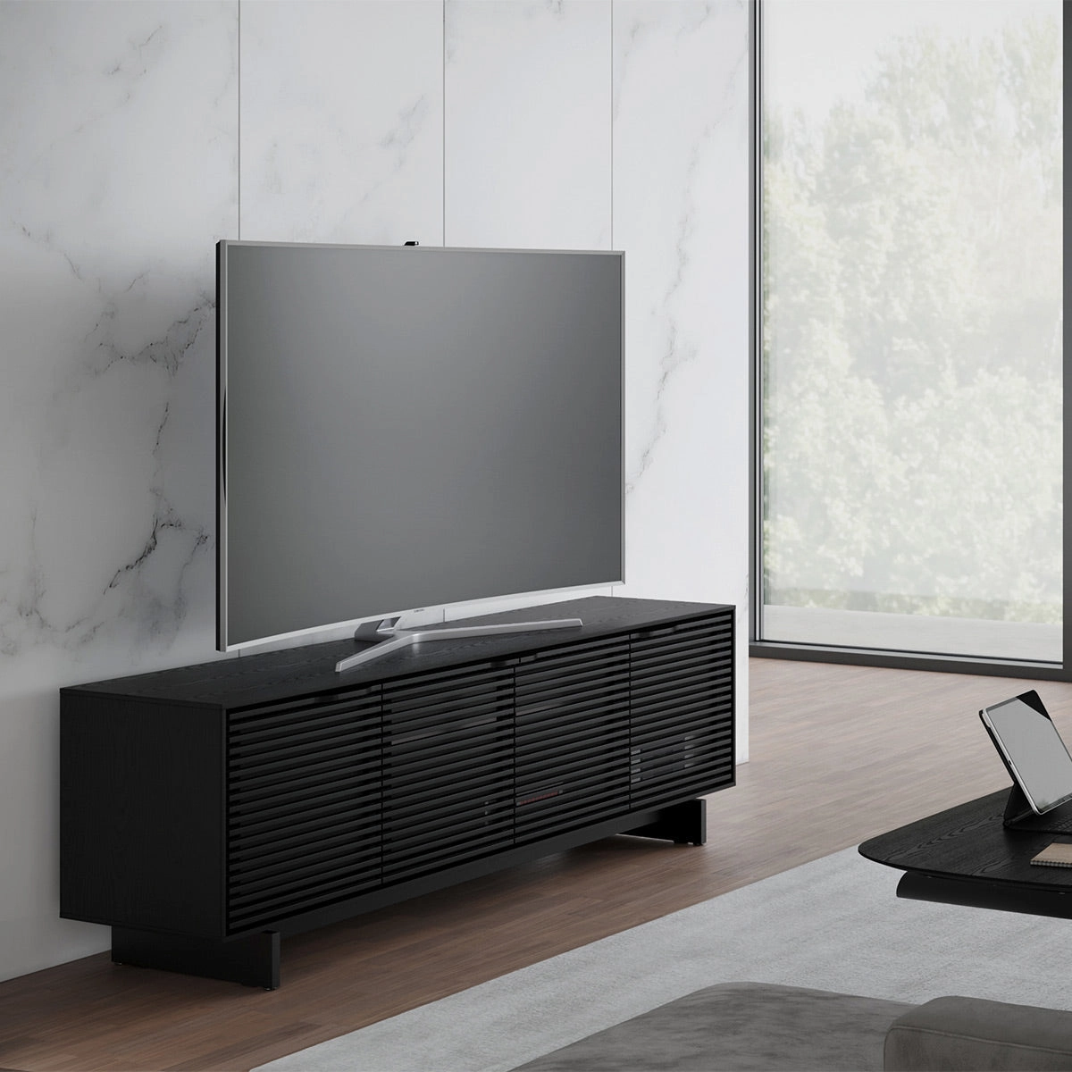 BDI Align Media   Storage 7479ME-EBO Quad Cabinet with Media Base (Ebonized Ash)