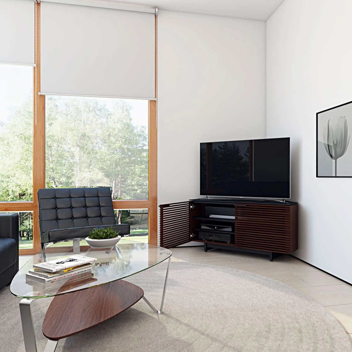 BDI Corridor 8175 Corner Media Cabinet (Chocolate Stained Walnut)