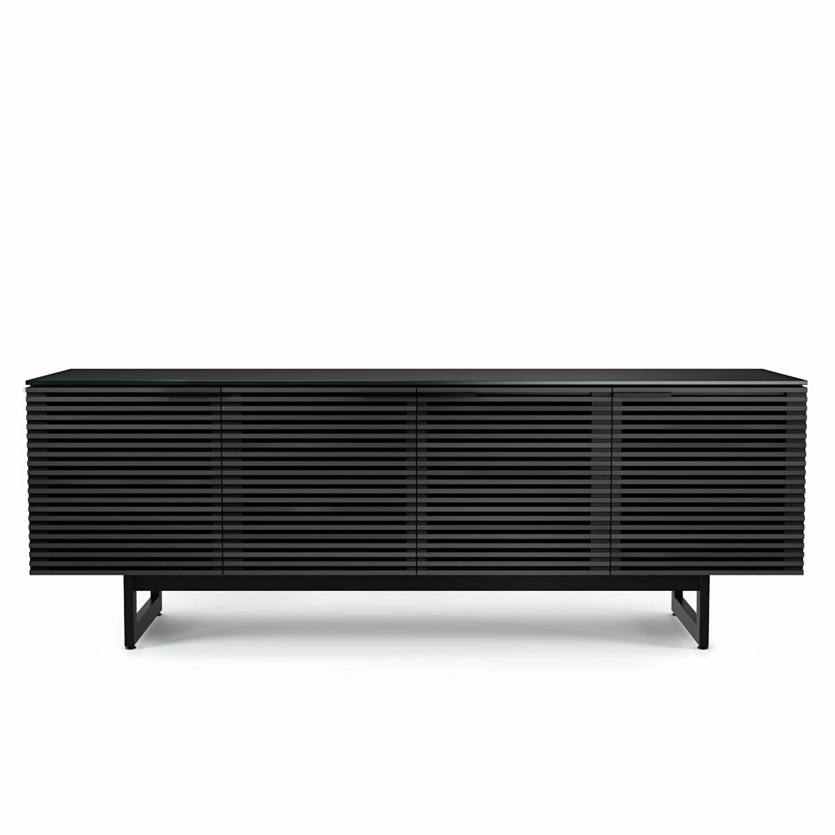 BDI Corridor 8179 Quad Media Console for TVs up to 85" (Charcoal Stained Ash) hi-fi vibration control,hi-fi grounded cable,hi-fi stereo input selector