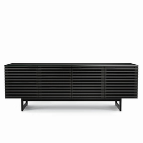 BDI Corridor 8179 Quad Media Console for TVs up to 85" (Charcoal Stained Ash) hi-fi vibration control,hi-fi grounded cable,hi-fi stereo input selector