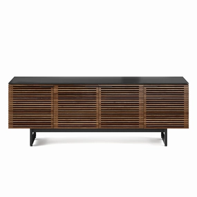 BDI Corridor 8179 Quad Media Console for TVs up to 85" (Walnut) hi-fi vibration control,hi-fi grounded cable,hi-fi stereo input selector