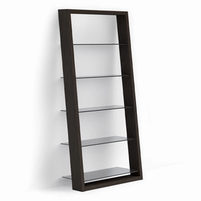 BDI Eileen 2.0 5166 Leaning Shelf with Grey-Tinted Glass Shelves (Charcoal Stained Ash) hi-fi digital to analog converter,hi-fi lossless streamer,hi-fi Roon-ready device