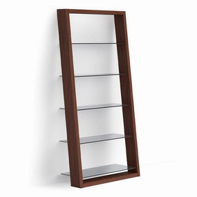 BDI Eileen 2.0 5166 Leaning Shelf with Grey-Tinted Glass Shelves (Chocolate Stained Walnut) hi-fi digital to analog converter,hi-fi lossless streamer,hi-fi Roon-ready device
