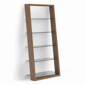 BDI Eileen 2.0 5166 Leaning Shelf with Grey-Tinted Glass Shelves (Natural Walnut) hi-fi digital to analog converter,hi-fi lossless streamer,hi-fi Roon-ready device