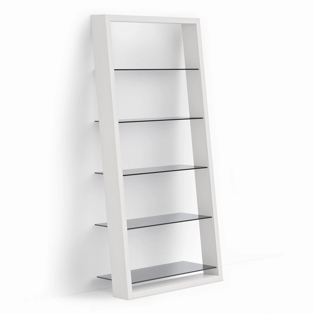 BDI Eileen 2.0 5166 Leaning Shelf with Grey-Tinted Glass Shelves (Satin White) hi-fi digital to analog converter,hi-fi lossless streamer,hi-fi Roon-ready device