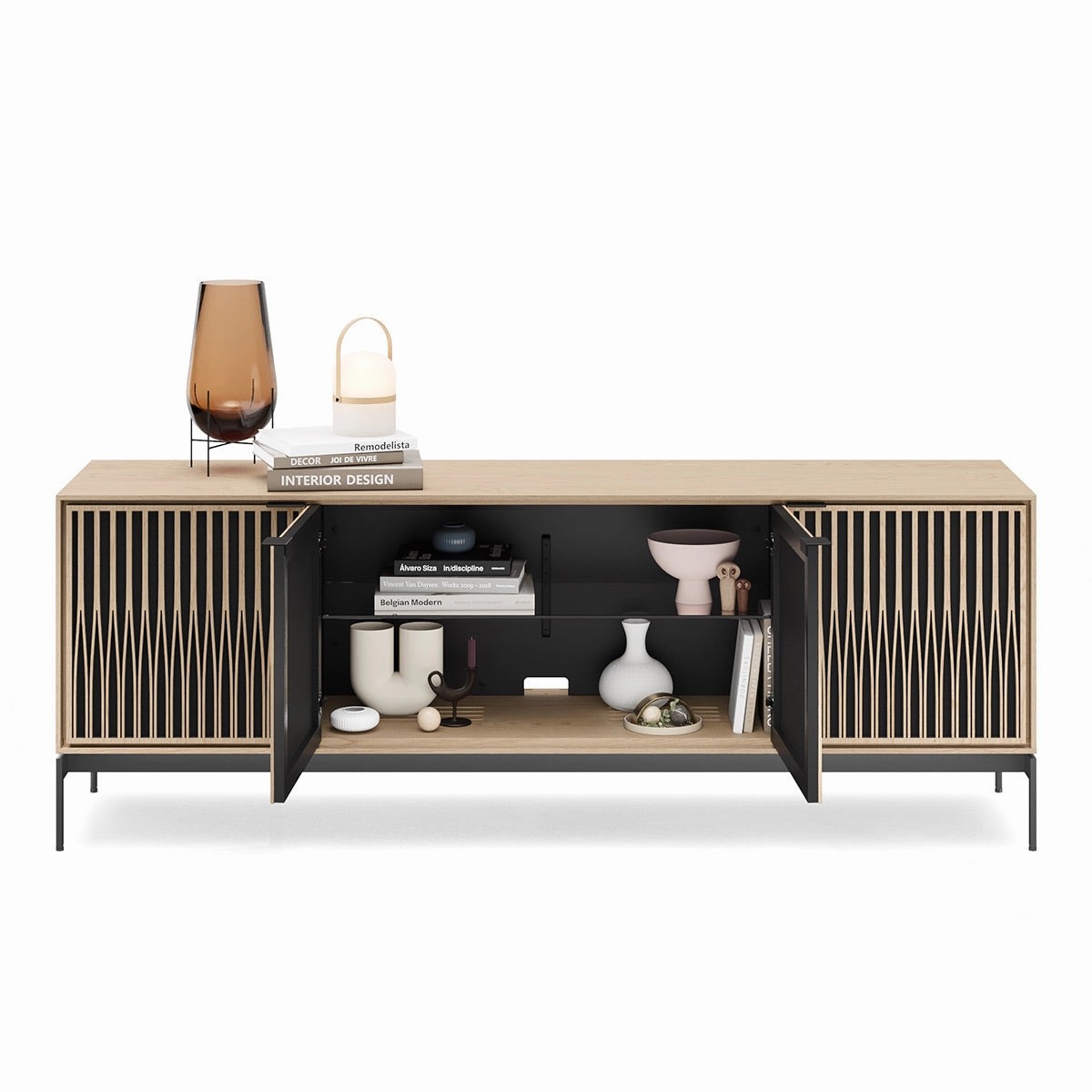 BDI Elements 8709 Tune Media Cabinet with Console Base (Washed Oak)