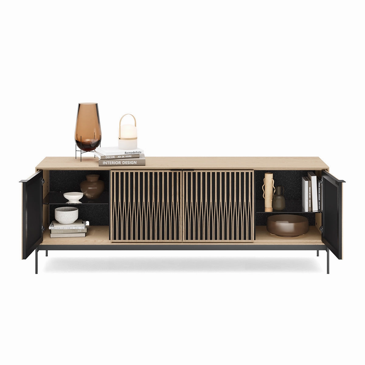 BDI Elements 8709 Tune Media Cabinet with Console Base (Washed Oak)