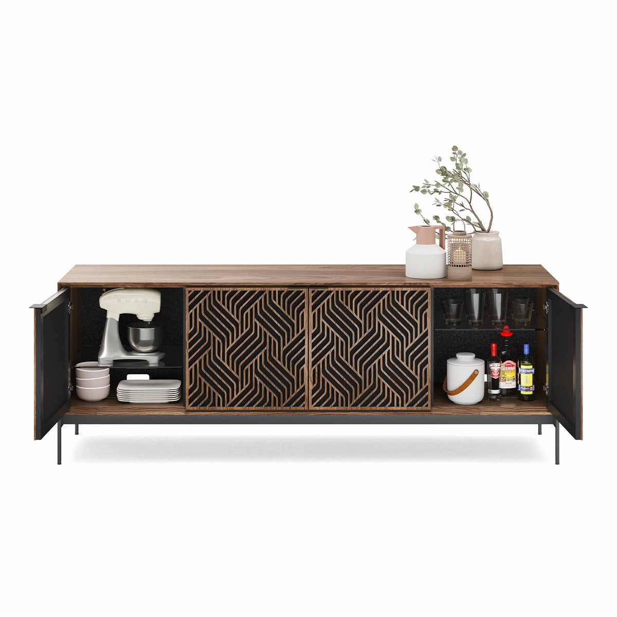 BDI Elements 8709 Weave Media Cabinet with Console Base (Natural Walnut)