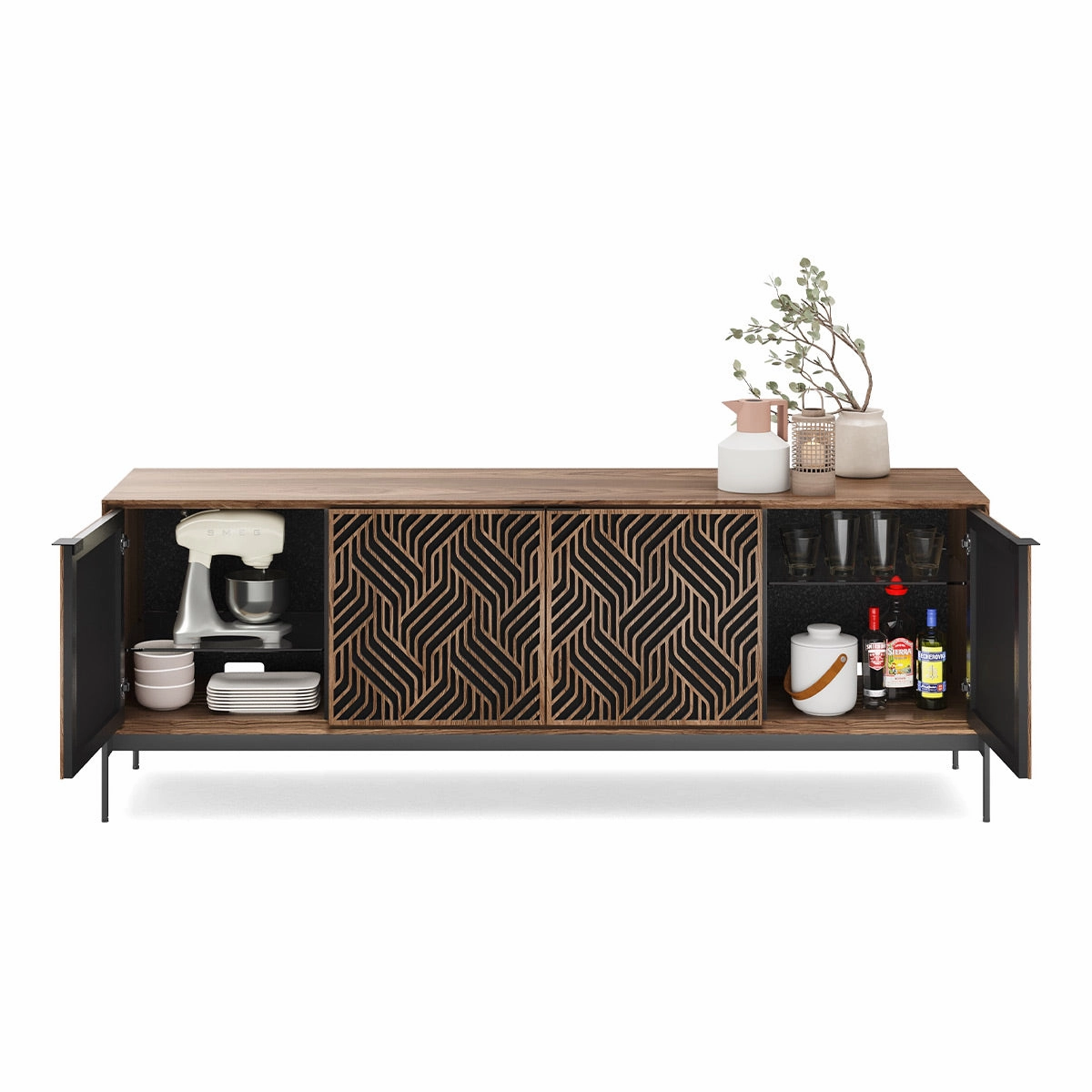 BDI Elements 8709 Weave Media Cabinet with Console Base (Natural Walnut)