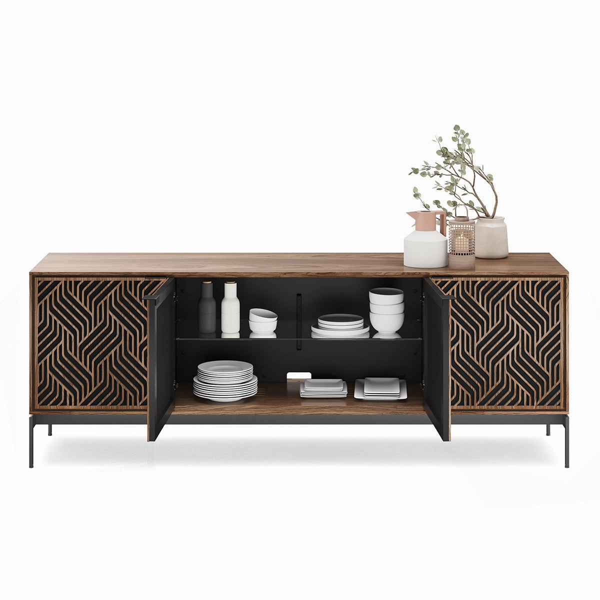 BDI Elements 8709 Weave Media Cabinet with Console Base (Natural Walnut)