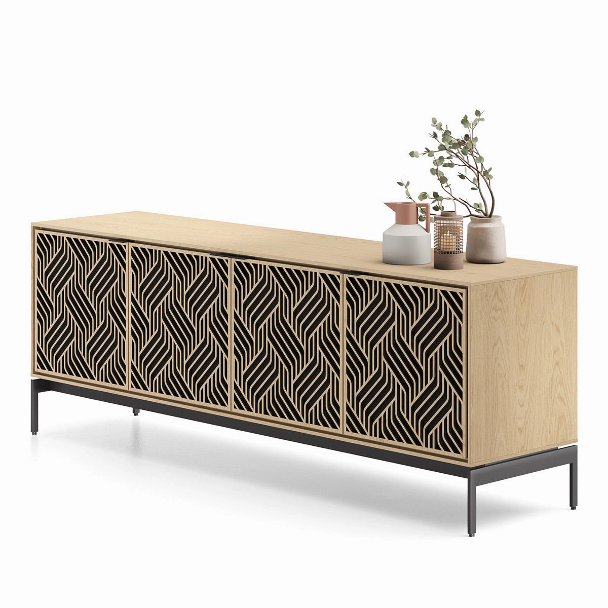 BDI Elements 8709 Weave Media Cabinet with Console Base (Washed Oak)