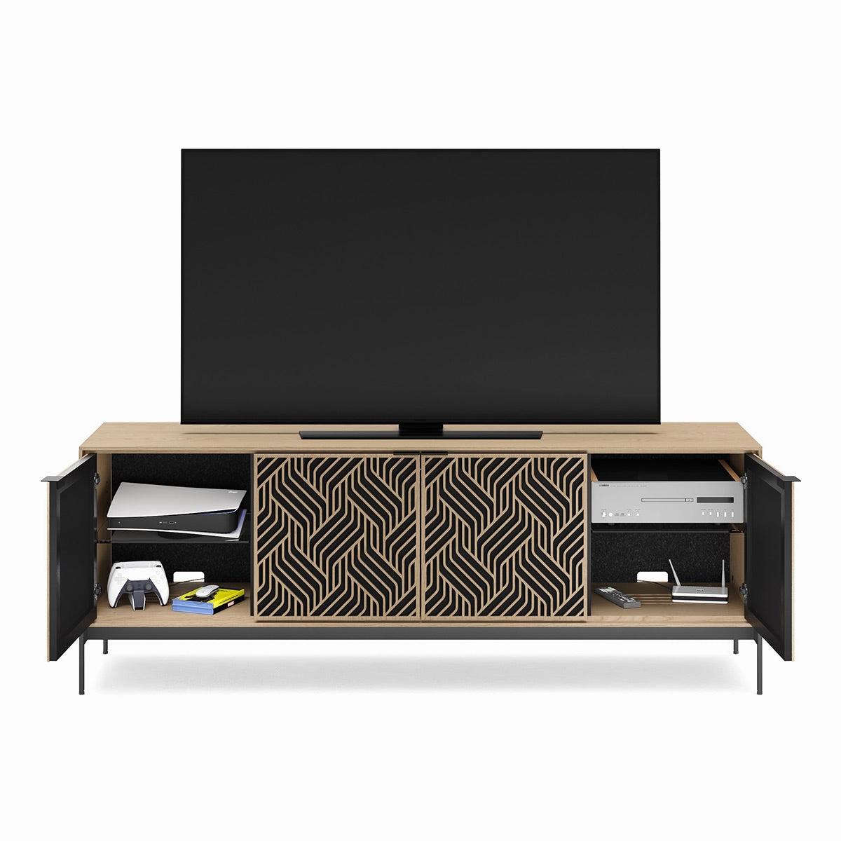 BDI Elements 8709 Weave Media Cabinet with Console Base (Washed Oak)