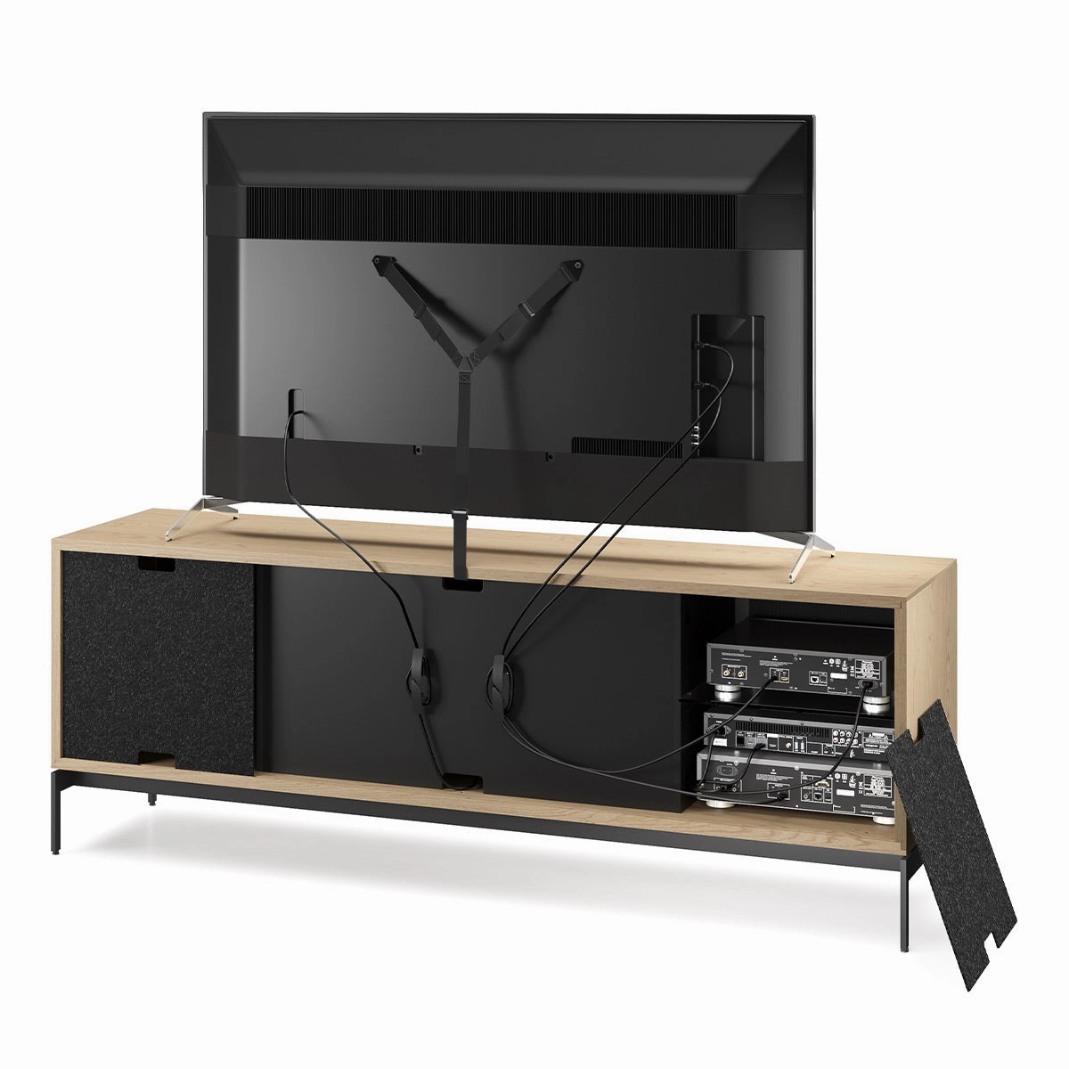 BDI Elements 8709 Weave Media Cabinet with Console Base (Washed Oak)